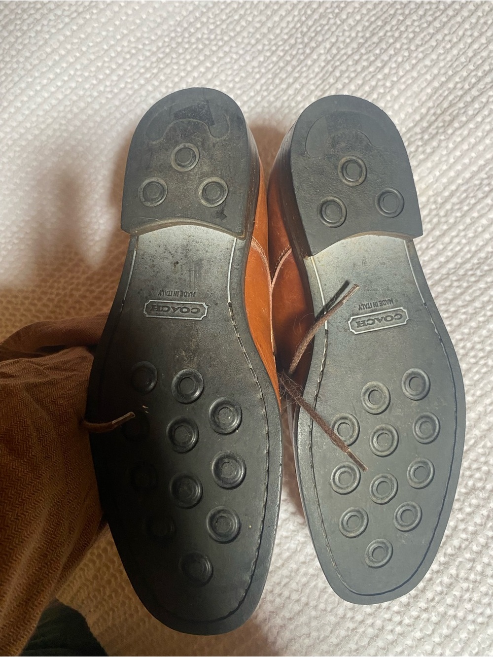 Coach Women's Chestnut Leather Lace-Up Boots - Picture 2 of 4